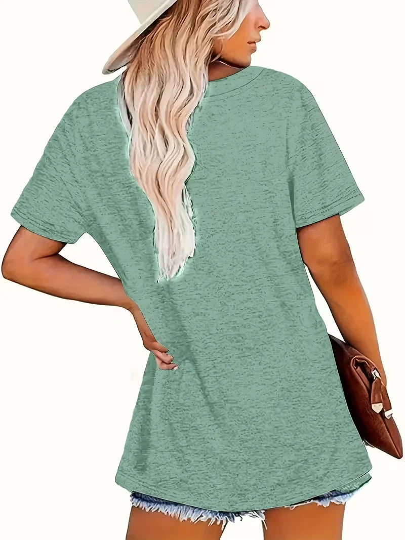 Crew Neck Short Sleeve Retro American Style California Los Angeles 89 Letter Print T Shirt Women's Outfits Casual Streetwear