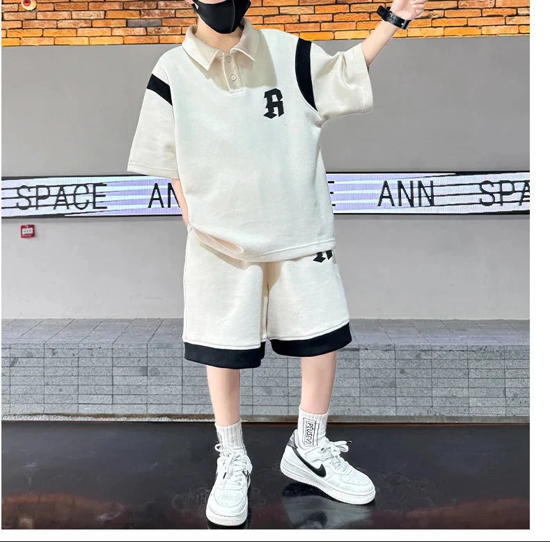 New Letter Fashion T-Shirt + Shorts 2Pcs Boys