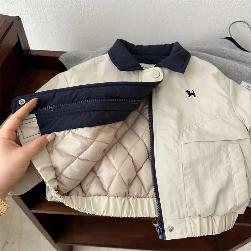 Autumn and Winter Children's Jacket New Boys' and Girls' Cotton Jacket Cartoon Baseball Jacket Thick Collar Coat