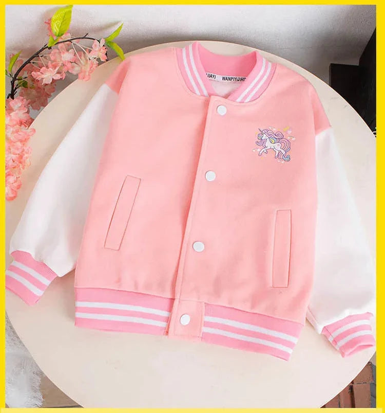 Girls Cartoon Unicorn Jackets For 3-12 Years Teens Clothes For Teenage Girls Sports Outerwear