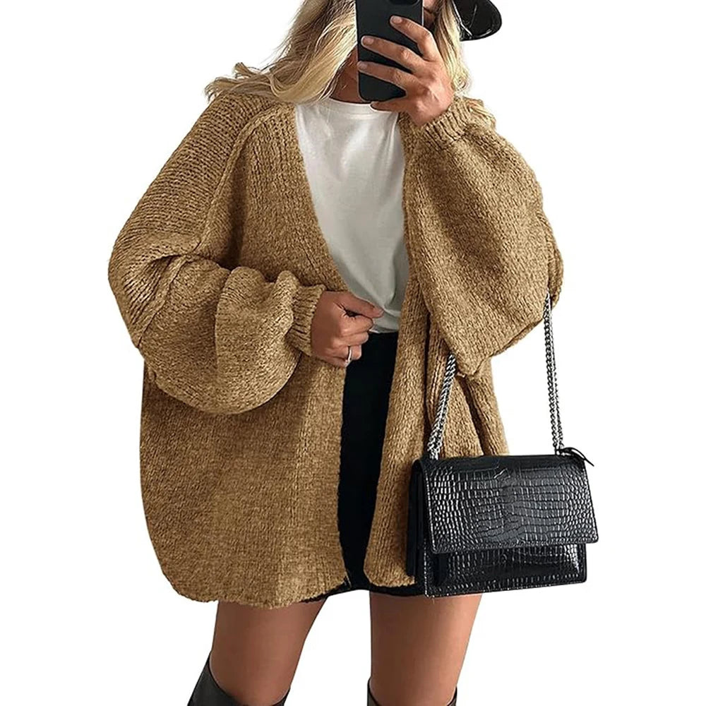 Women's Autumn Winter Knitted Cardigan Sweater Women Jacket Casual Stylish Solid Color Long Sleeve Jackets