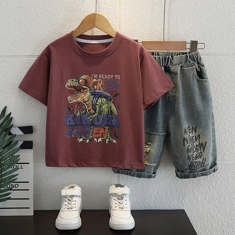 T-Shirts Denim Shorts 2 Pieces