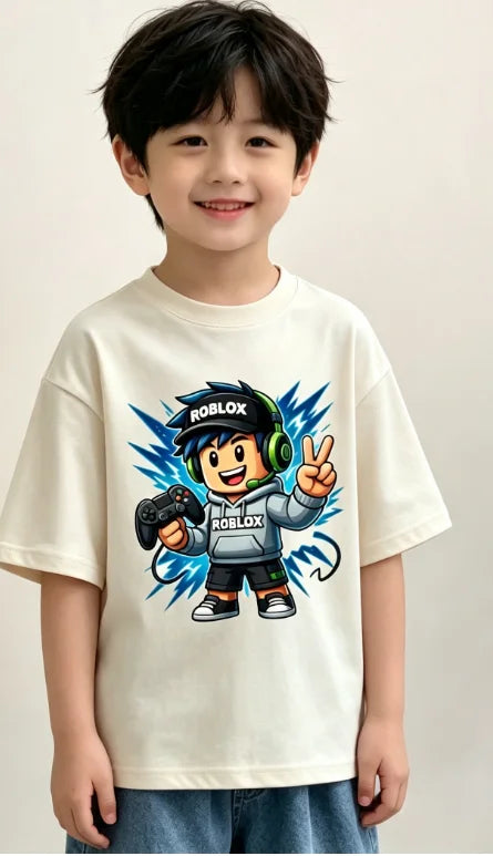 Roblox Graffiti Style Kids T-Shirt: Cute Pet Print Gamer Tee for Boys and Girls, Soft Cotton Casual Shirt, Gift for Children
