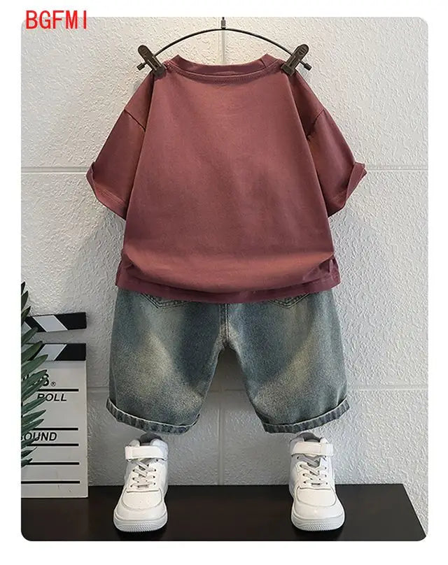 T-Shirts Denim Shorts 2 Pieces