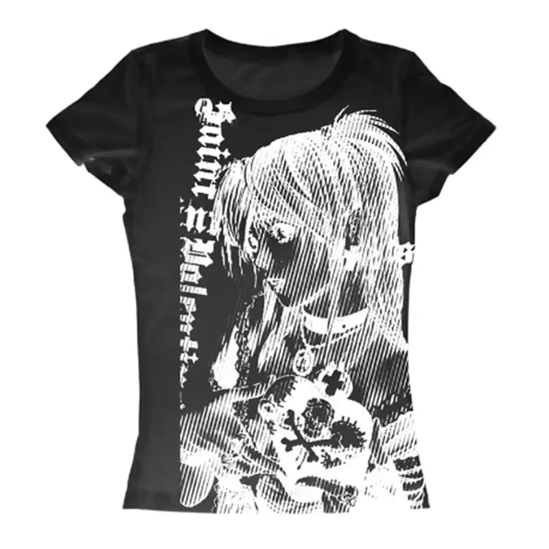 Streetwear O-neck 90s Text Printing Tops Women