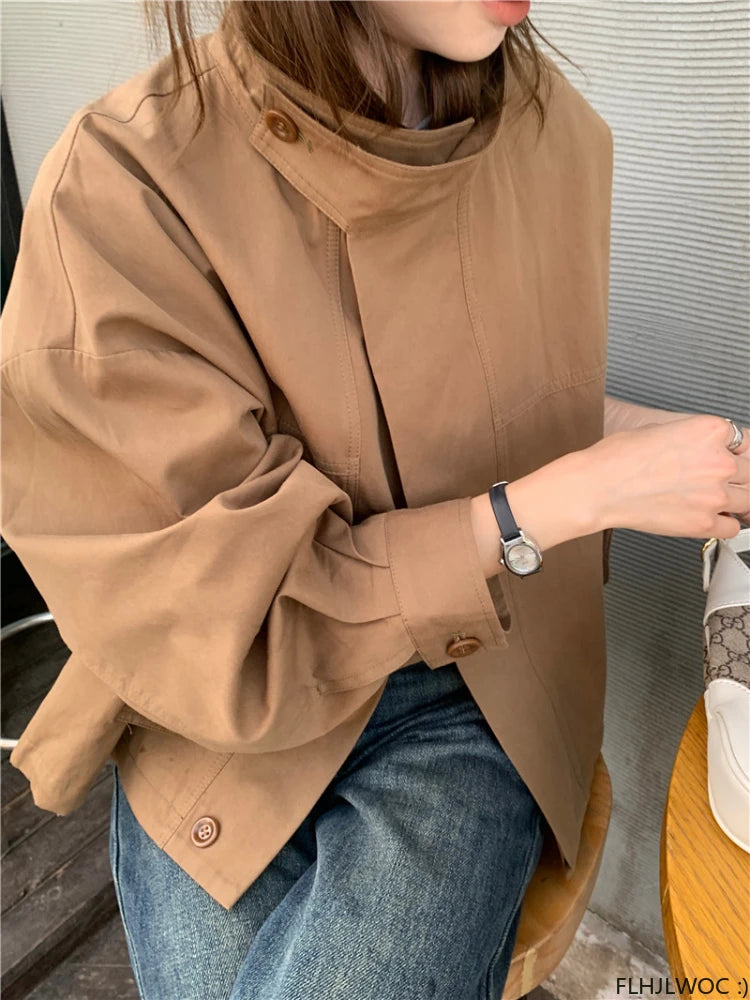 Woman Casual Loose Lazy Chic Long Sleeve Cotton Blends