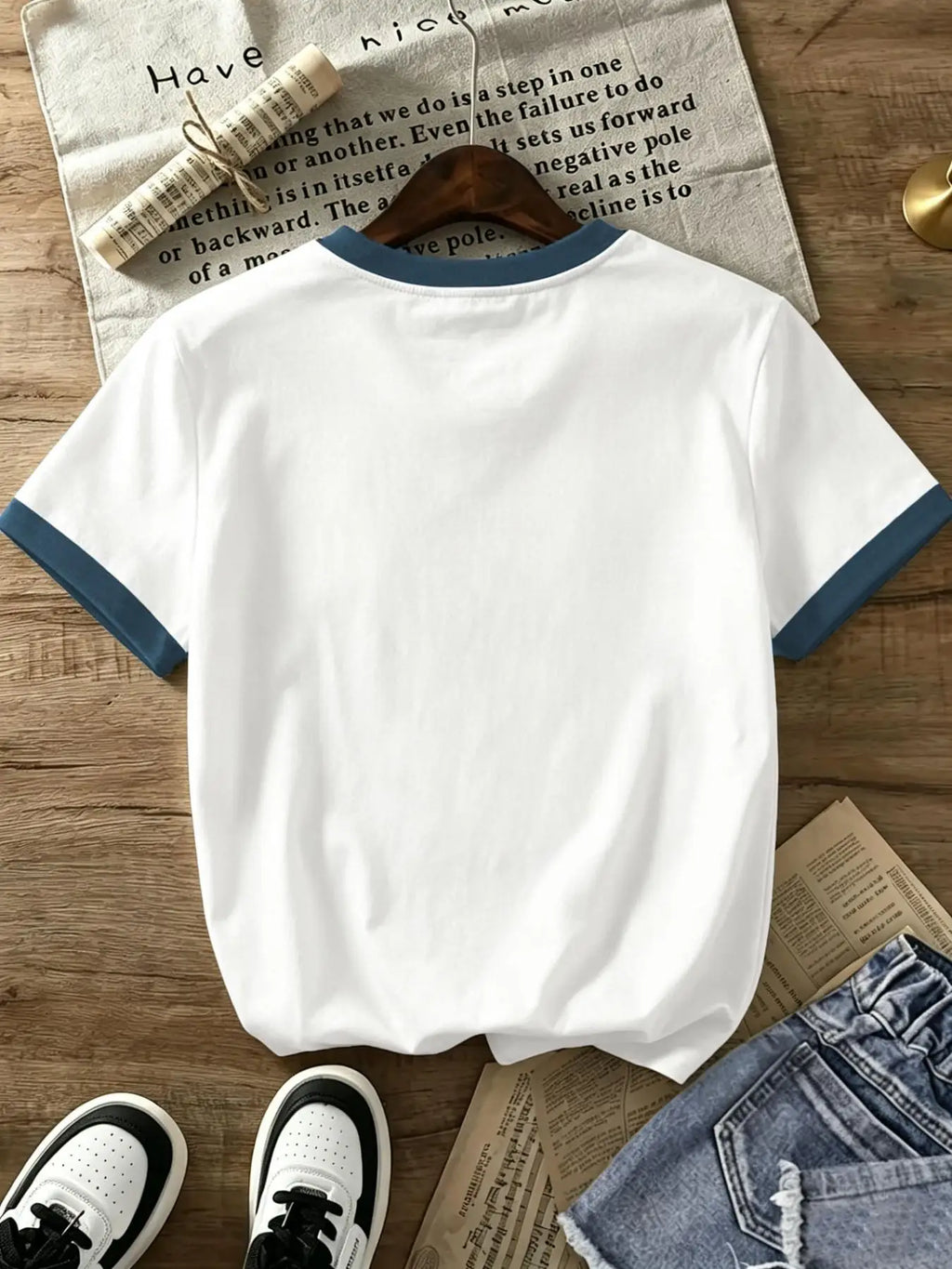 T-Shirt Crew Neck Short Sleeve Loose-Fit Soft Cotton Blend Casual Streetwear