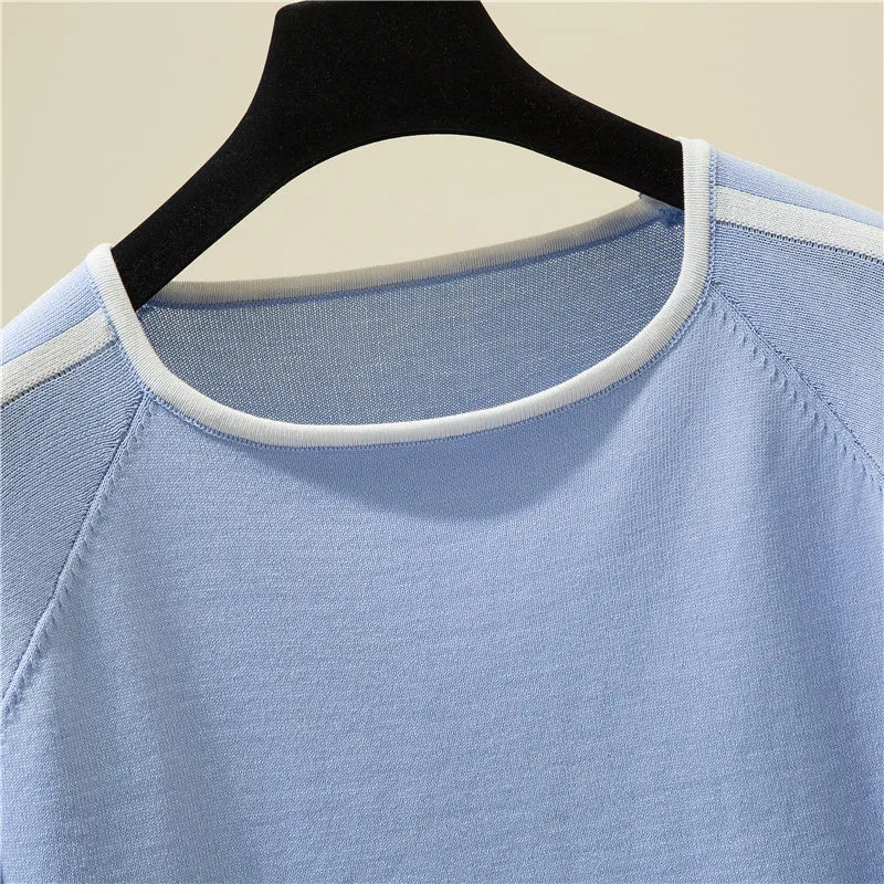 Elegant Woman Clothes Striped Fashion Tee Shirt Femme