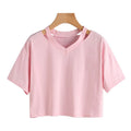 Women's Graphic Short Sleeve V-neck Cropped T Shirt 90s Vintage Tshirt Woman