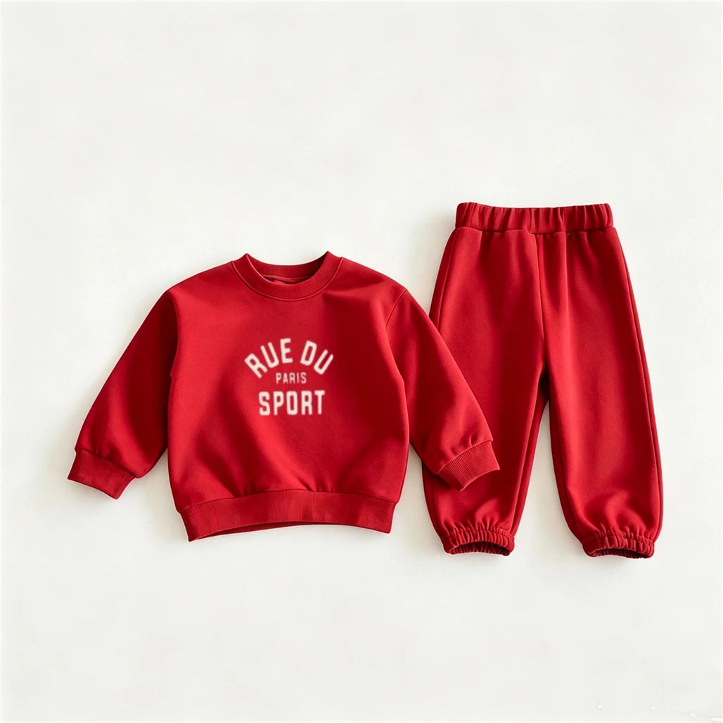 2Piece Set Cartoon Hoodie Loose Trousers Kids Printed Pullovers Versatile Pants Suit