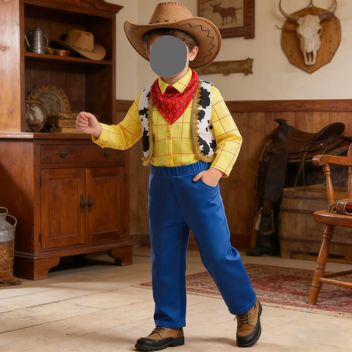 Kids Boys Cowboys Shirt+Vest+Pants Woody Cosplay Costume