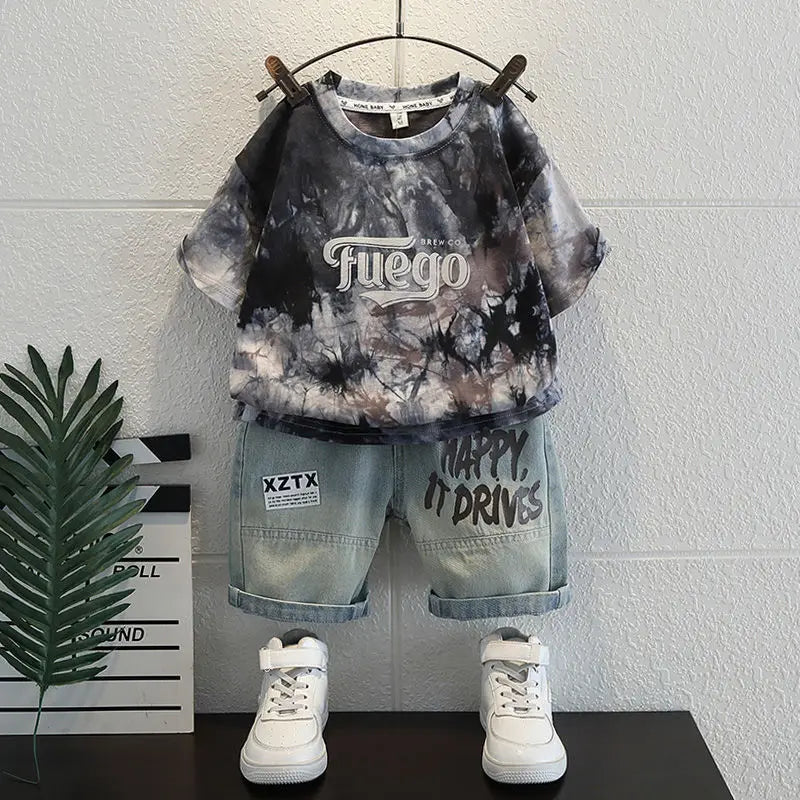 T-Shirts Denim Shorts 2 Pieces