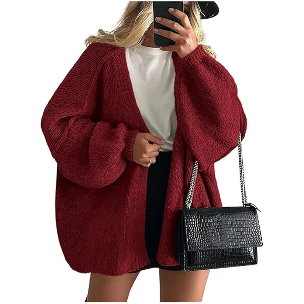 Women's Autumn Winter Knitted Cardigan Sweater Women Jacket Casual Stylish Solid Color Long Sleeve Jackets