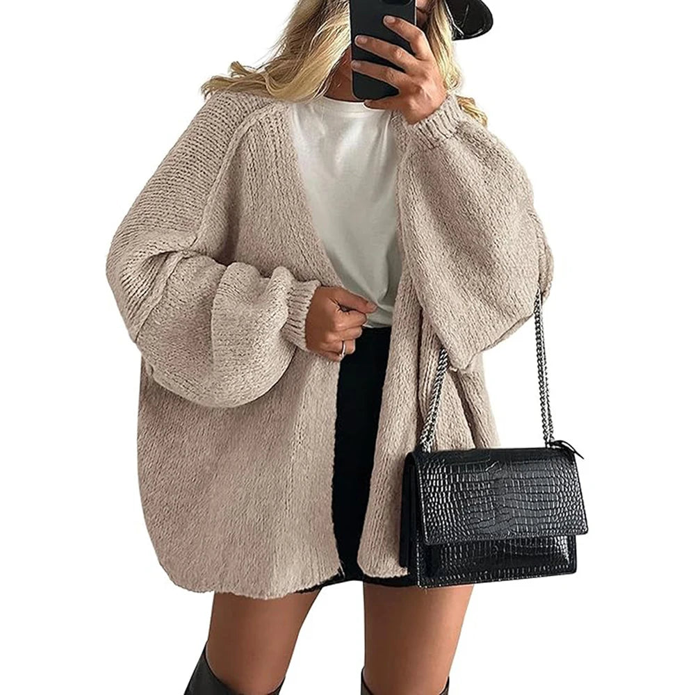 Women's Autumn Winter Knitted Cardigan Sweater Women Jacket Casual Stylish Solid Color Long Sleeve Jackets
