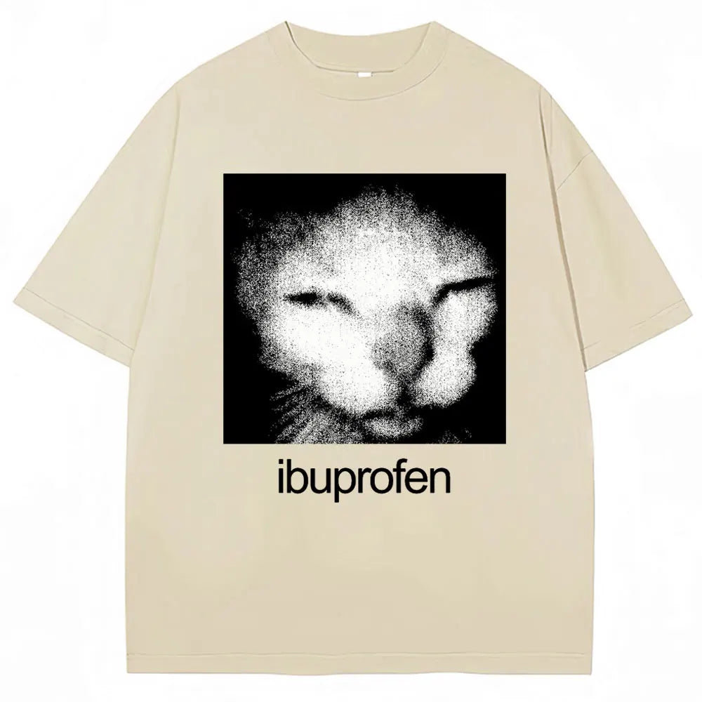 Vintage Funny Ibuprofen Cat Graphic T-shirt  Humor Fashion