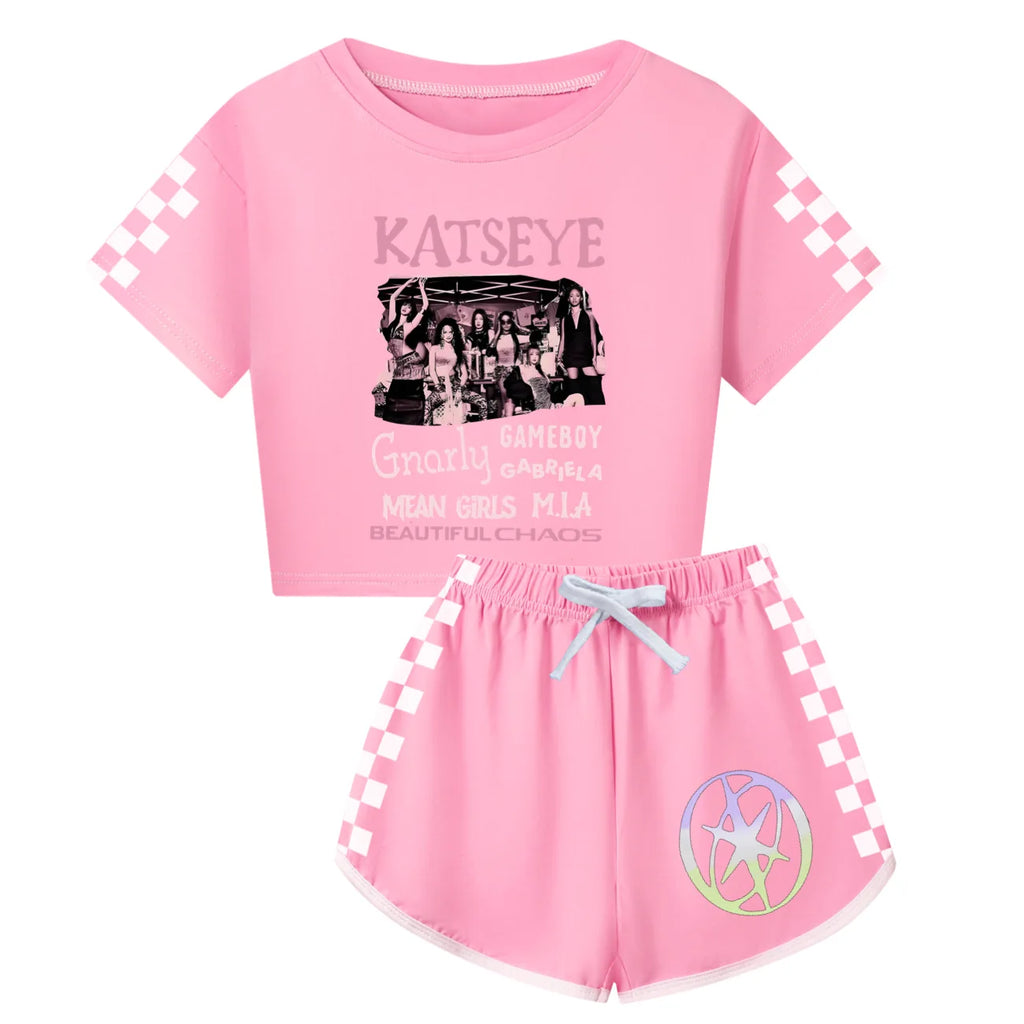 Girls T Shirt Katseye Beautiful Chaos T-shirt And Shorts Clothes
