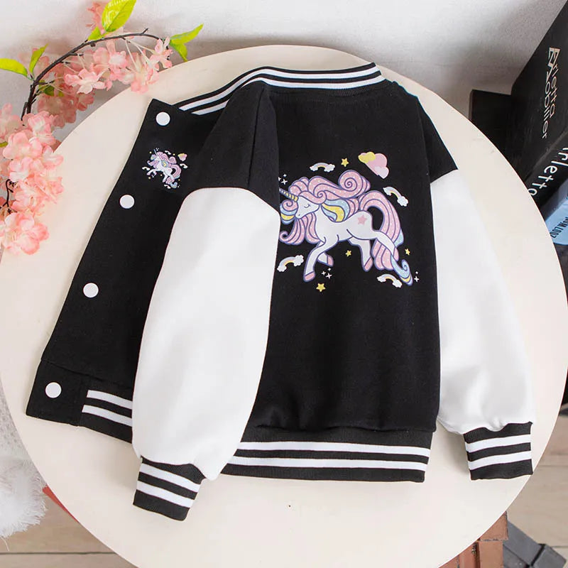 Girls Cartoon Unicorn Jackets For 3-12 Years Teens Clothes For Teenage Girls Sports Outerwear