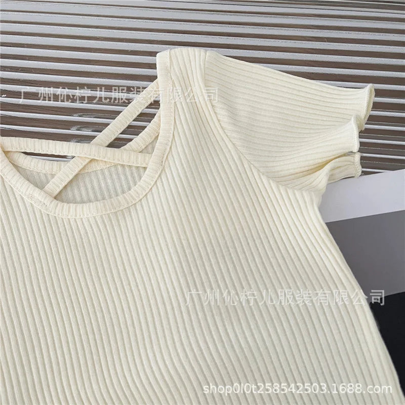 Children Short Sleeved Thin Soft Tops Simple Solid Color Casual Kids
