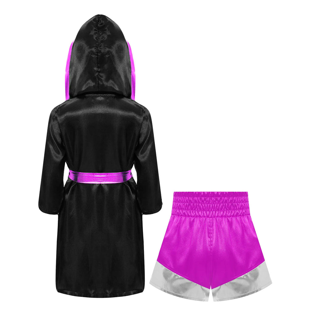 Kids Boys Boxing Costume Halloween Boxers Cosplay Costume 2 Piece Boxing Robe And Muay Thai