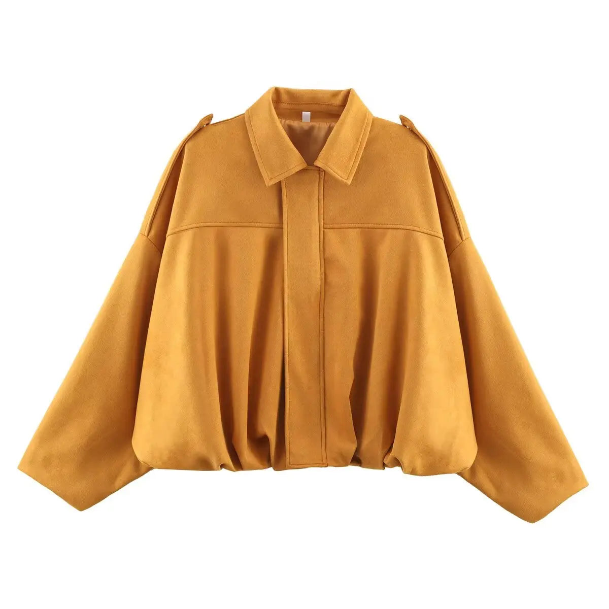 Women Suede Textured Jacket Long Sleeve Lapel Collar Loose Coats Casual Female Outerwear Chic Tops