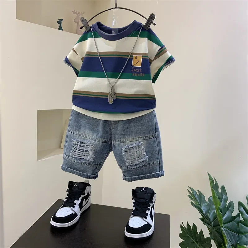 T-Shirts Denim Shorts 2 Pieces