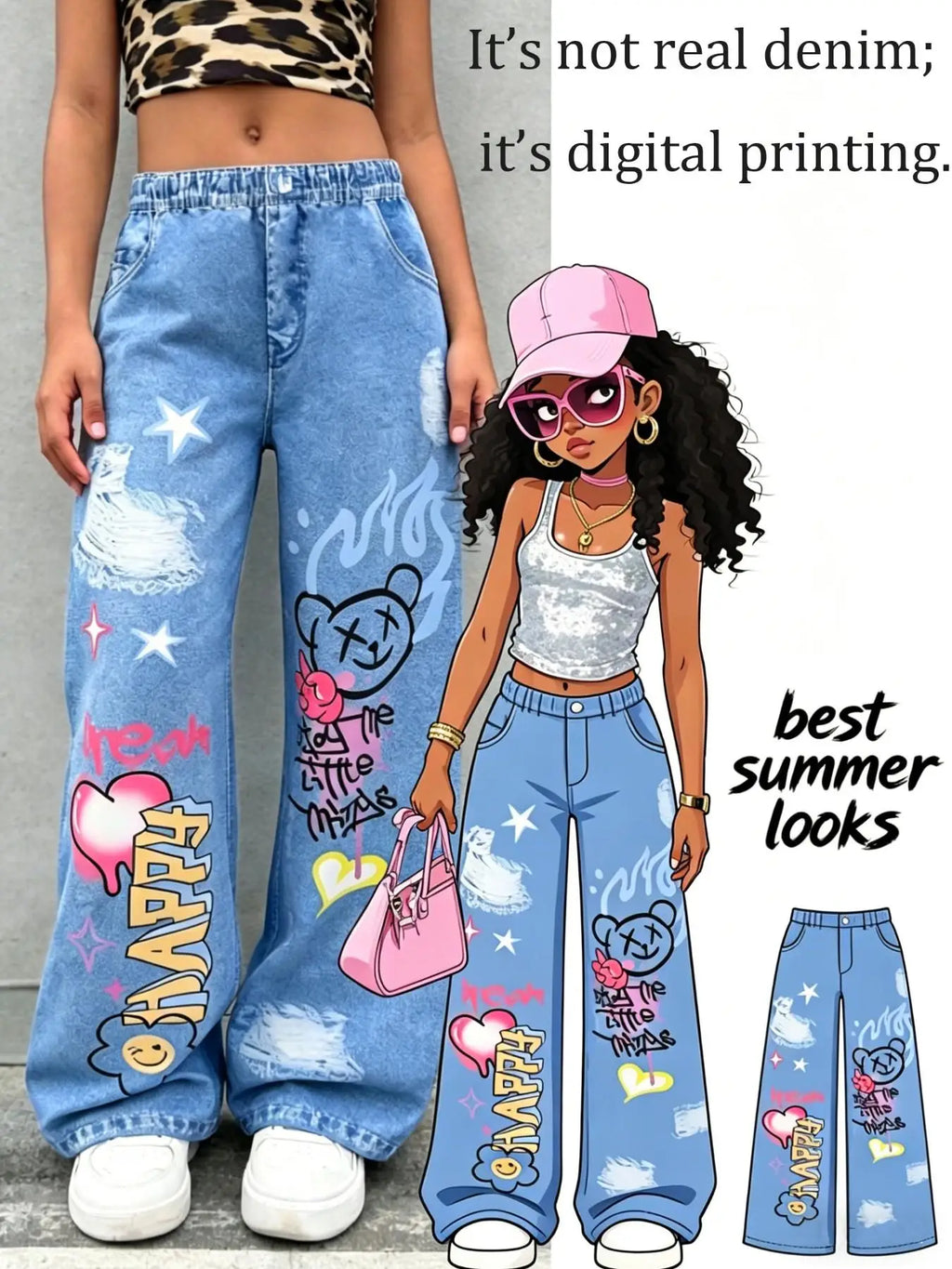 Girls' Casual Pants Y2K Style Digital Print