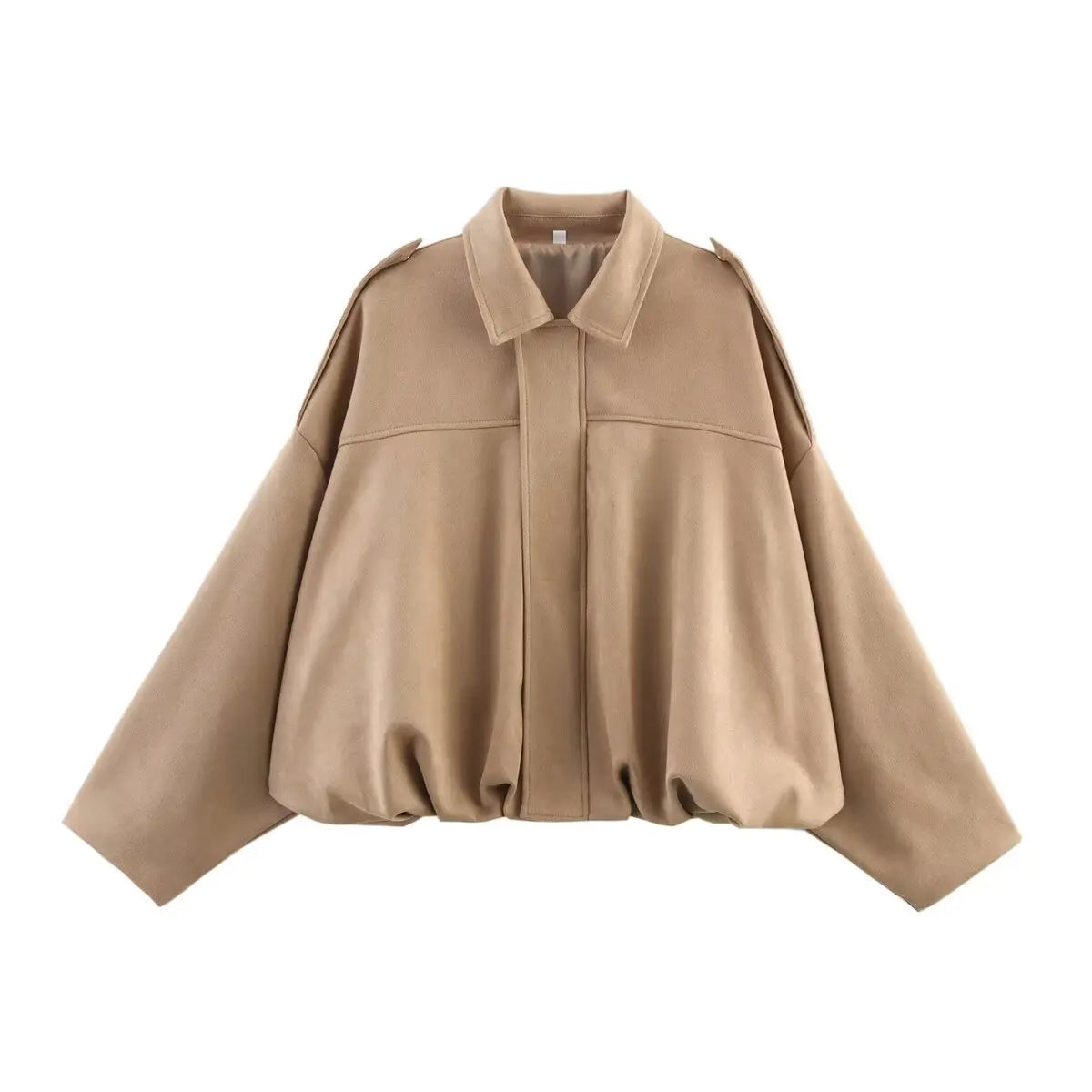 Women Suede Textured Jacket Long Sleeve Lapel Collar Loose Coats Casual Female Outerwear Chic Tops