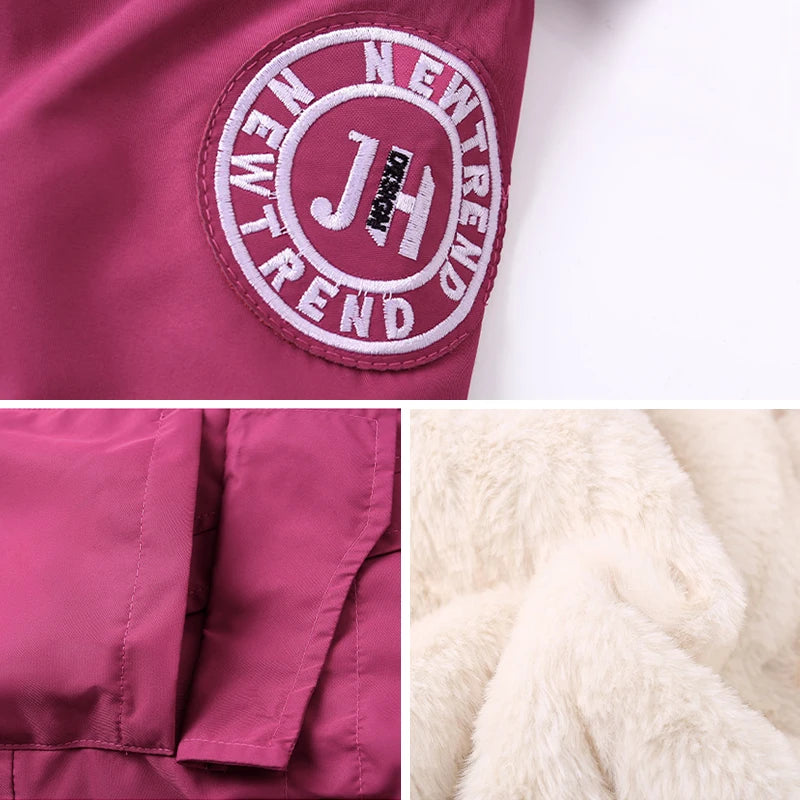 Girls' Winter Thermal Plush Cotton Jacket Kids Casual