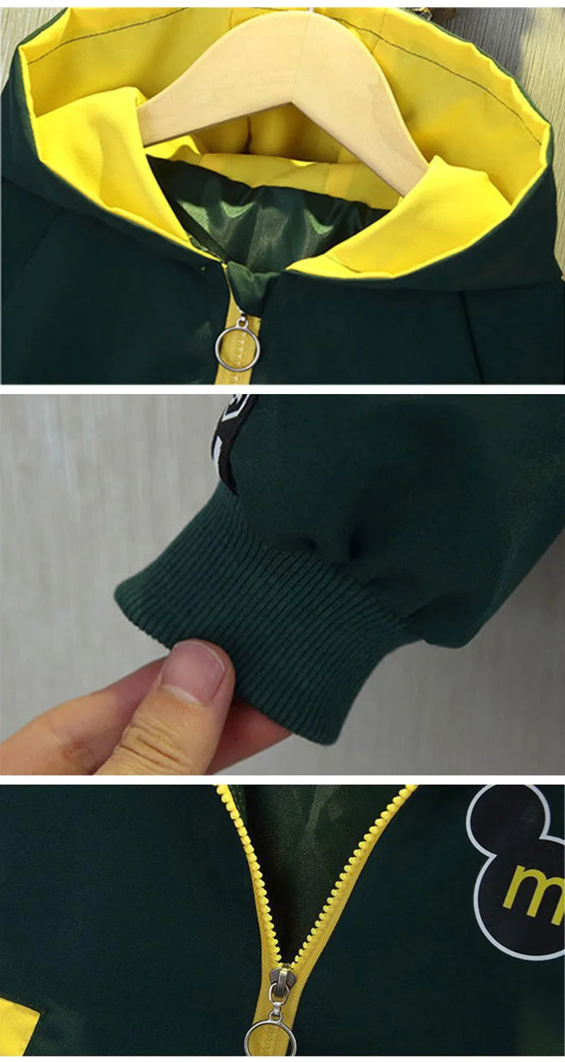 Hooded Jacket Fashion Solid Letter Print Outerwear for 1-6 Years Kids Children Windbreaker Coat