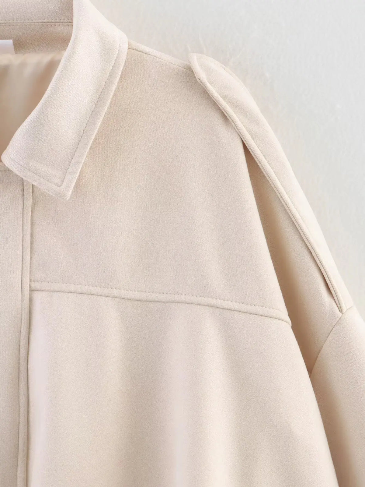 Women Suede Textured Jacket Long Sleeve Lapel Collar Loose Coats Casual Female Outerwear Chic Tops