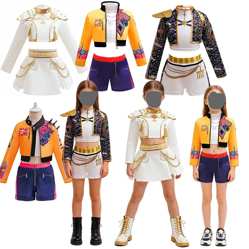 Girls Hip Hop Dance Outfit Set Multi Styles Crop Top Jacket