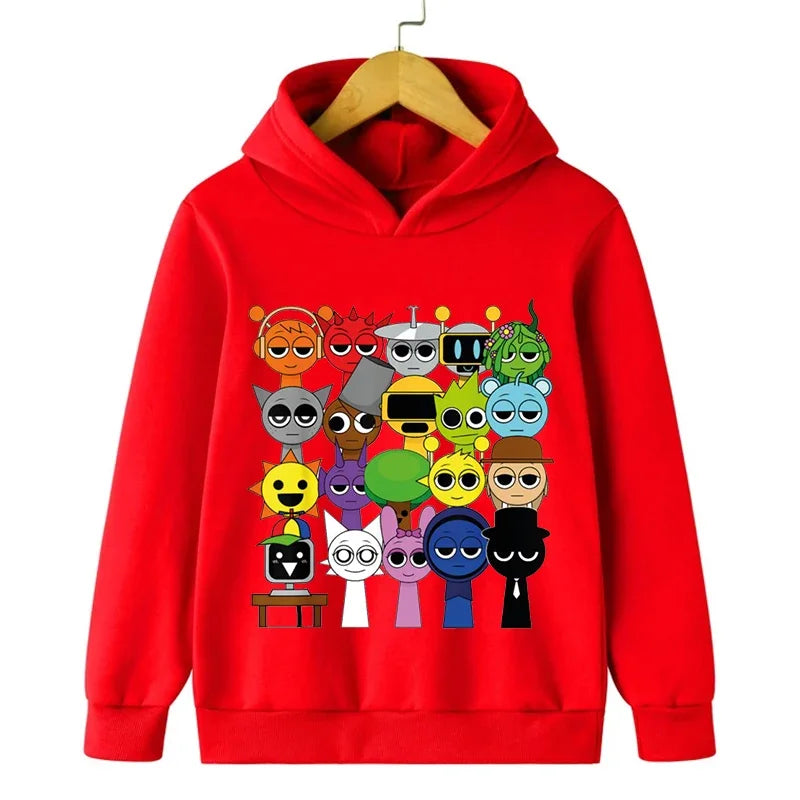 New Sprunki Cartoon Kids Hoodie Game Incredibox Sweatshirts Boys