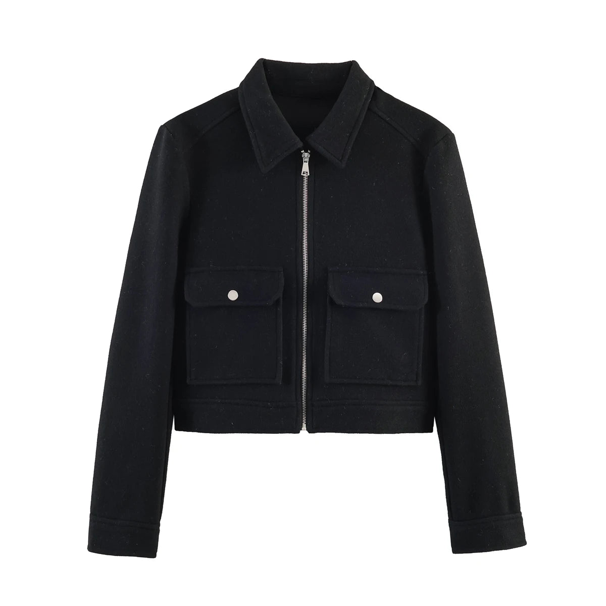 Women's Zipper Jacket Coat New Winter Long Sleeve Pocket Outerwear Coat Short Street Elegant Women's Jacket
