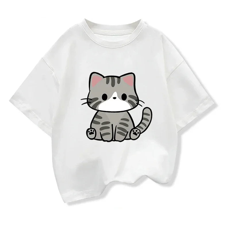 T Shirts Cute Cat Graphic Girls Casual