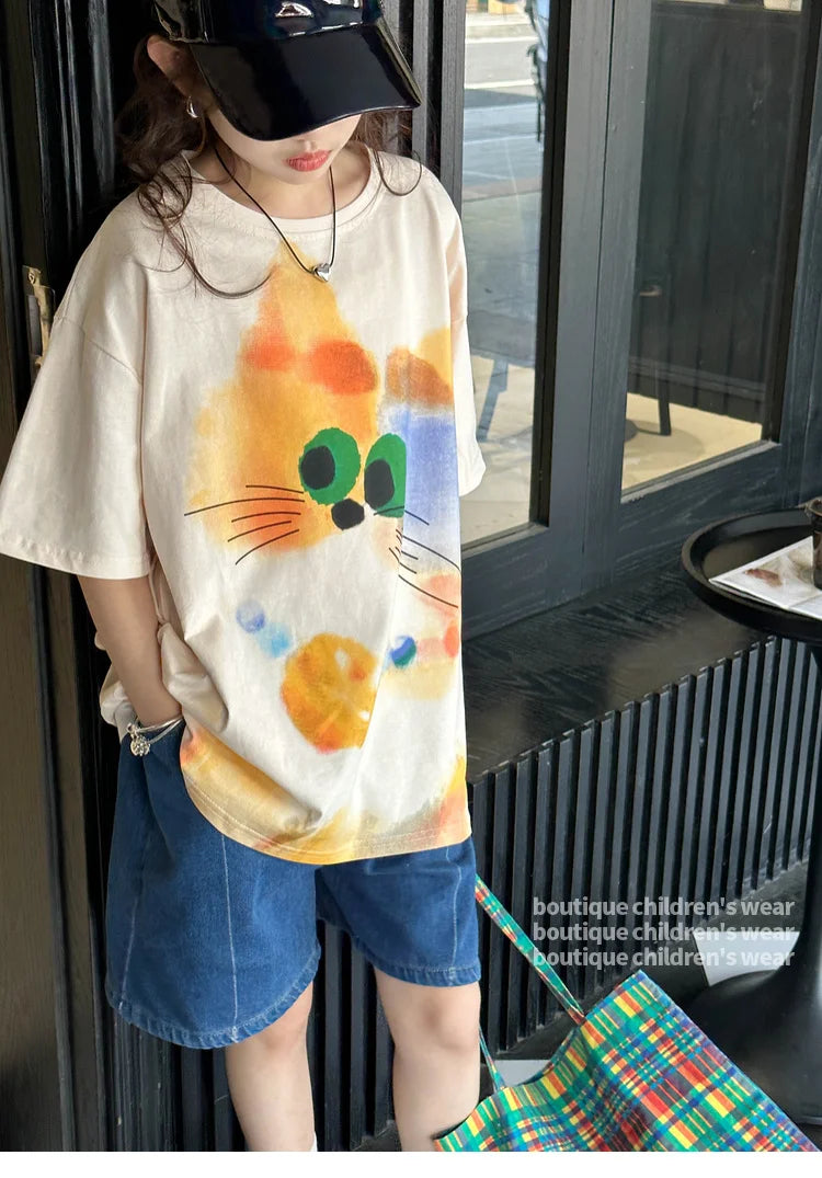 Girls' short sleeve T-shirt summer