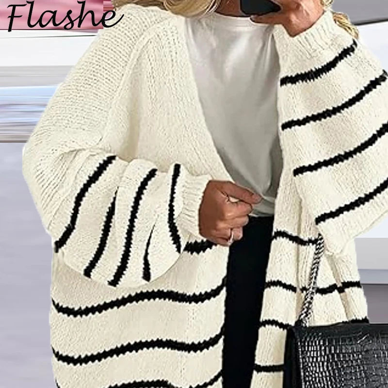 Women's Autumn Winter Knitted Cardigan Sweater Women Jacket Casual Stylish Solid Color Long Sleeve Jackets