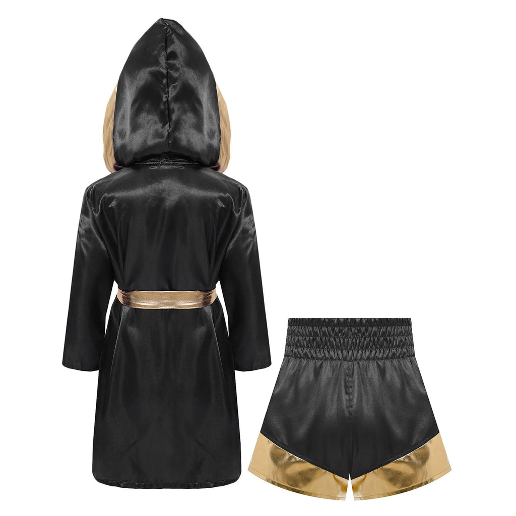 Kids Boys Boxing Costume Halloween Boxers Cosplay Costume 2 Piece Boxing Robe And Muay Thai