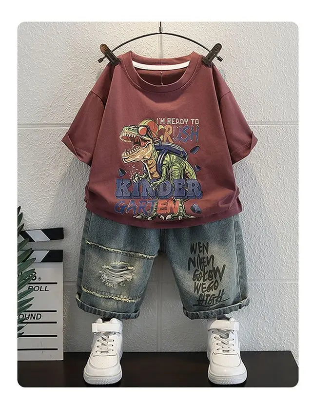 T-Shirts Denim Shorts 2 Pieces