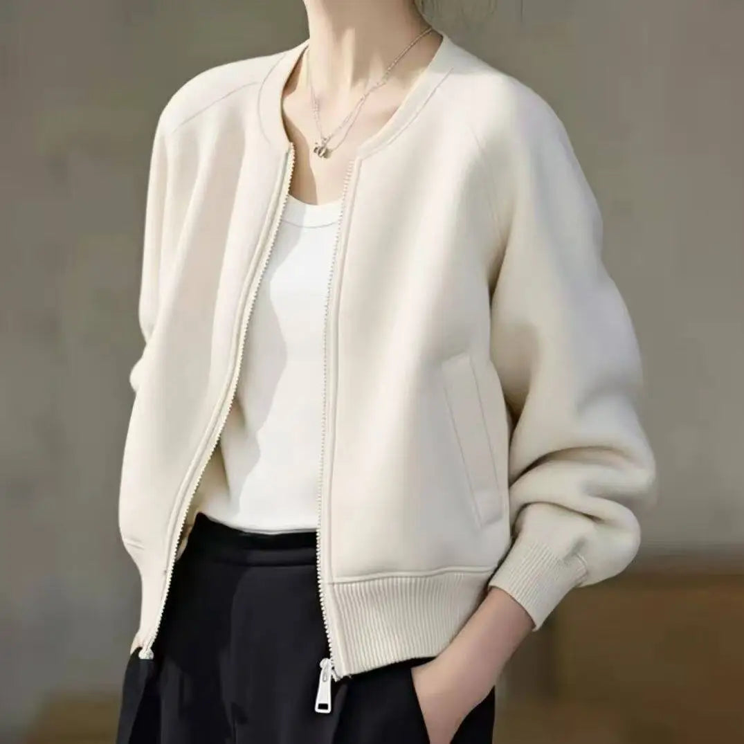 Short Jacket Women'S Loose And Casual Versatile Zipper Cardigan