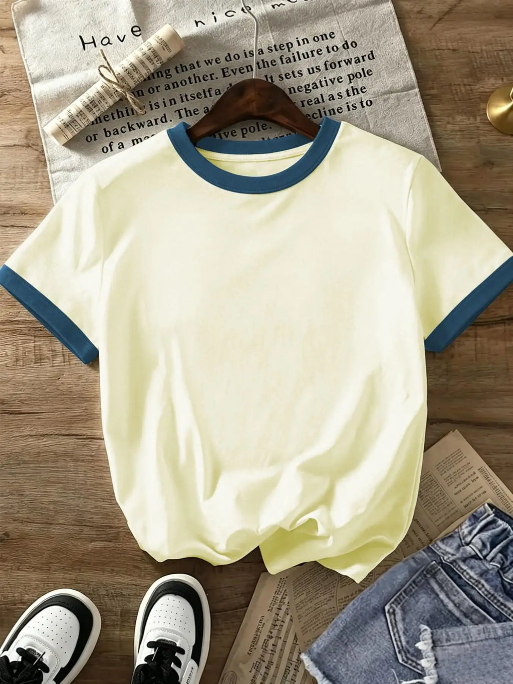 T-Shirt Crew Neck Short Sleeve Loose-Fit Soft Cotton Blend Casual Streetwear