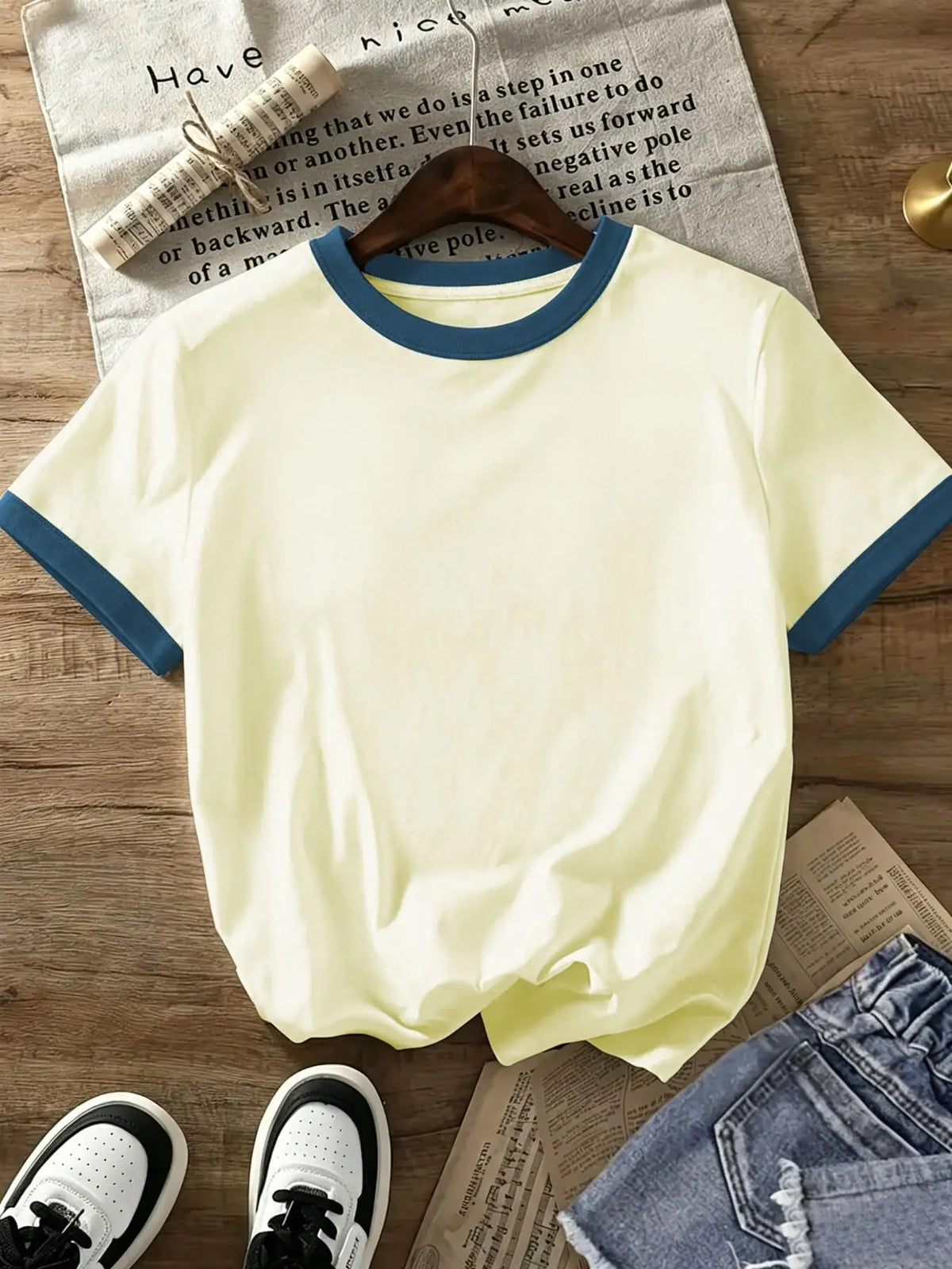 T-Shirt Crew Neck Short Sleeve Loose-Fit Soft Cotton Blend Casual Streetwear