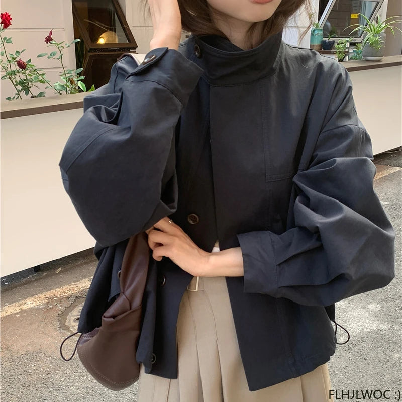Woman Casual Loose Lazy Chic Long Sleeve Cotton Blends
