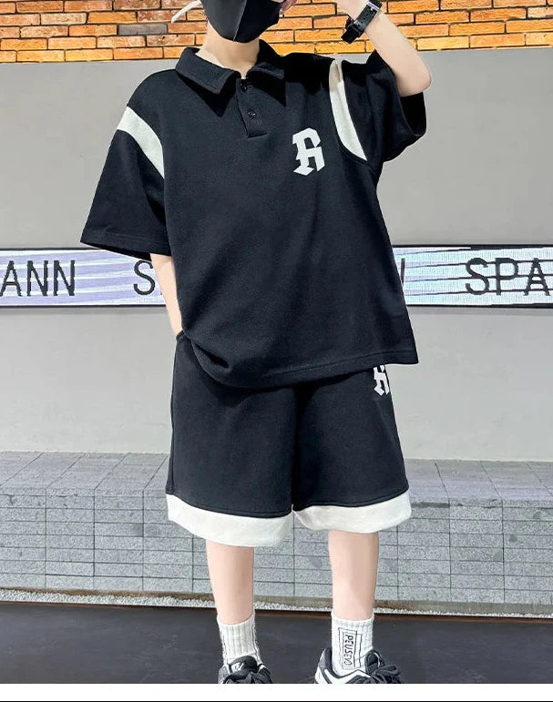 New Letter Fashion T-Shirt + Shorts 2Pcs Boys