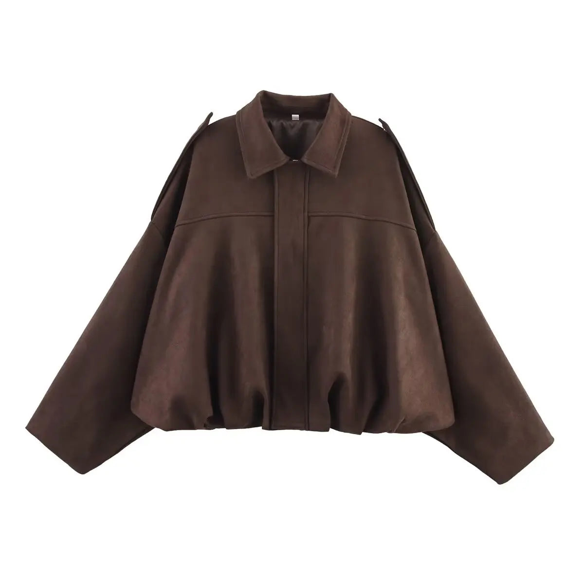 Women Suede Textured Jacket Long Sleeve Lapel Collar Loose Coats Casual Female Outerwear Chic Tops