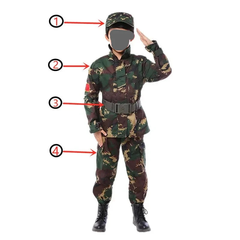 Boys Camouflage Army Soldier Dress Up Costume for Party
