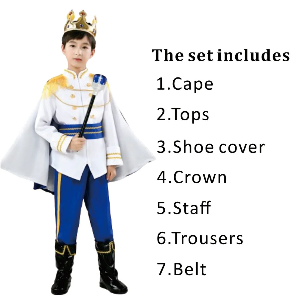7 Pieces Boys King Carnival Costume Medieval