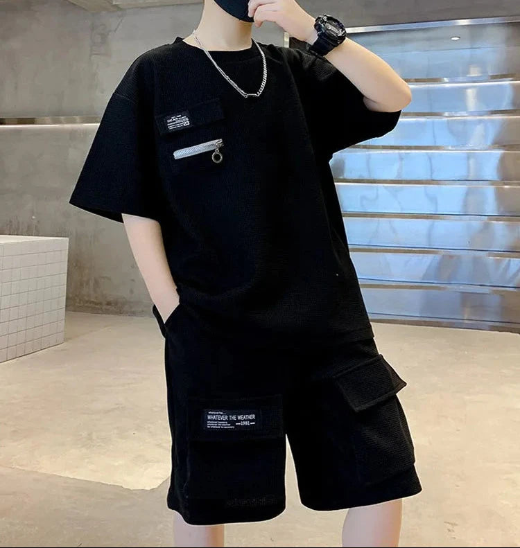 T-Shirt+Shorts 2-Piece Boys Letter Printing New Children Teen