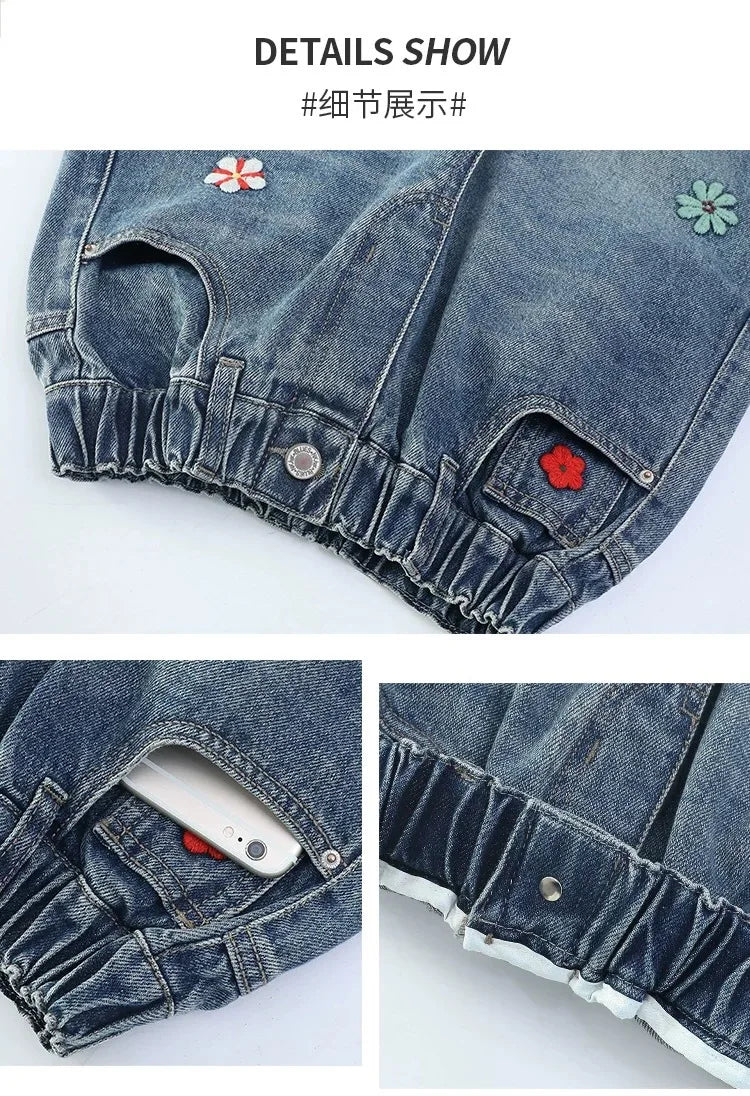 Teenagers Spring Girls Jeans Flower