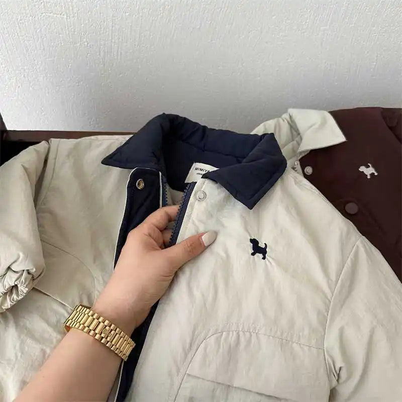 Autumn and Winter Children's Jacket New Boys' and Girls' Cotton Jacket Cartoon Baseball Jacket Thick Collar Coat