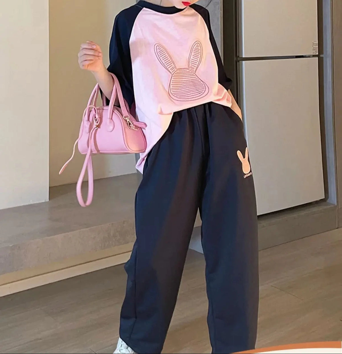 2 PCS  New Girls Big Girl Children's Casual T-Shirt Suit